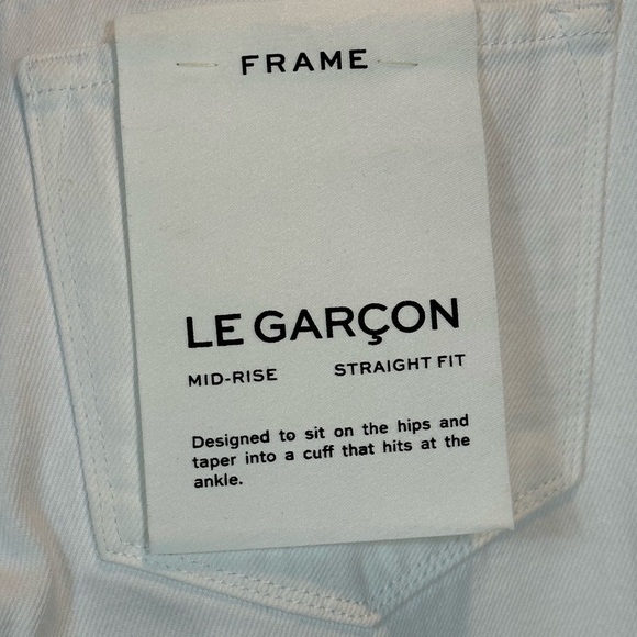 Frame Le Garcon Mid Rise Straight Fit Jeans - White - size 24 - Picture 5 of 9